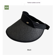 Wide Brim Leaf Straw Hat with Face Cover