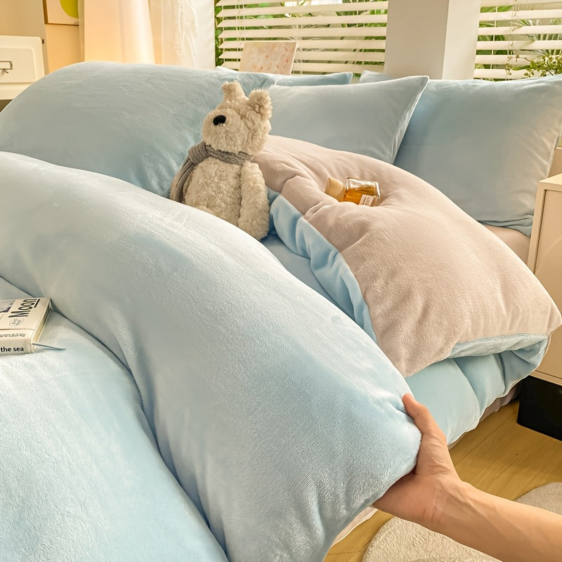 Luxury Milk Velvet Bedspread Ultra Soft Plush Duvet Cover With Zipper Closure