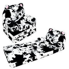 Milk cow pattern foldable kids sofa chair with washable cover