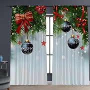 2pcs Christmas Curtain 3d Digital Printing Flower Type