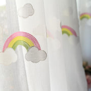 Children's Rainbow Gauze Curtains with Pastoral Embroidery