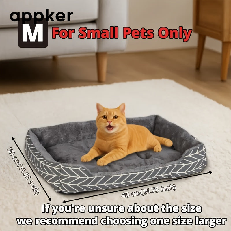 appker Comfortable Gray Plaid Cat and Dog Pet Bed - Soft Polyester, No Assembly Required, Warm Winter Square Mat, Suitable for Small to Medium Dogs (Available in 4 Sizes)