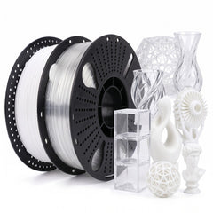 White Transparent PETG 3D Printer Filament 1.75mm – 2 kg (2 Spools, 1 kg each)