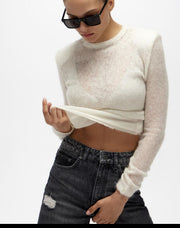 Short Autumn and Winter Hollow Knitted Sweater for Women Solid Color Casual Long Sleeves
