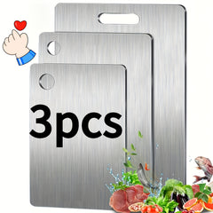 Premium 3-Piece Stainless Steel Cutting Board Set - Rust-Resistant, Dishwasher-Safe Kitchen Essentials