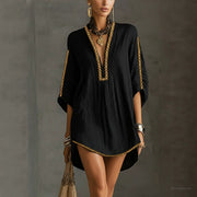 Lace-up Design Dress in a Casual Western Resort Style