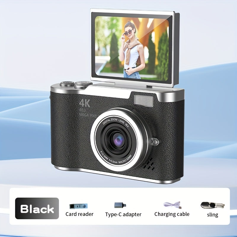 4K HD Digital Camera with 2.4-Inch Flip Screen, Professional Camcorder for Vlogging and Photography – Perfect Beginner's Gift for Thanksgiving & Christmas Holidays