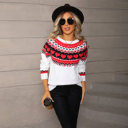 Heart Sweater Pullover Plus Size Christmas Casual Jacquard Sweater
