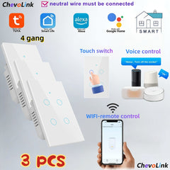 White 4-Gang Smart Wi-Fi Light Switch, US Standard
