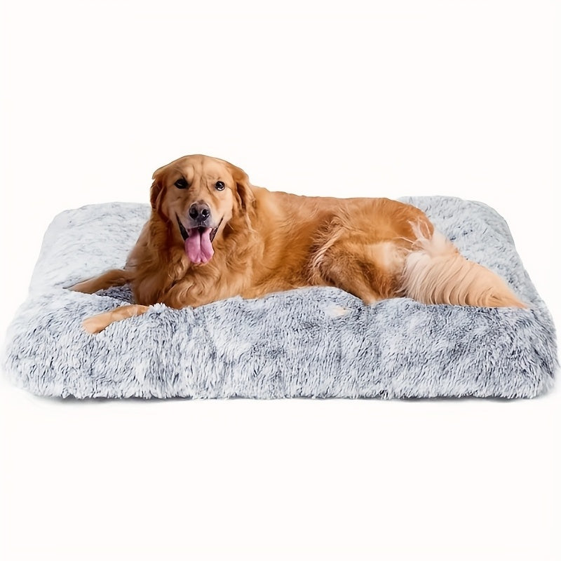 Super Thick Plush-Look Washable Pet Bed with Soft Warm - Heavy-Duty Square Bed Frame for Small Medium Large Dogs & Cats, Durable Fiber Fill Indoor Dog Bed, Cozy for all Breed
