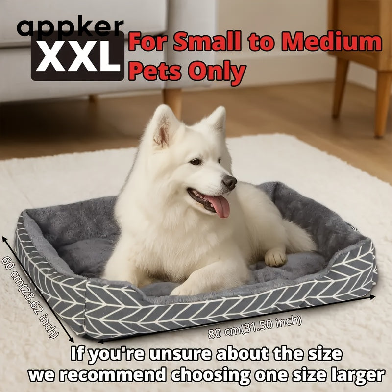 appker Comfortable Gray Plaid Cat and Dog Pet Bed - Soft Polyester, No Assembly Required, Warm Winter Square Mat, Suitable for Small to Medium Dogs (Available in 4 Sizes)