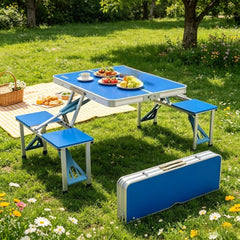 4ft folding picnic table set with 4 chairs for outdoor dining and travel