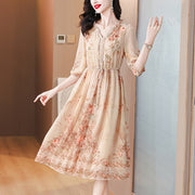 Elegant French Floral Tea-Length Dress