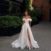 Elegant Off-Shoulder Satin Wedding Dress