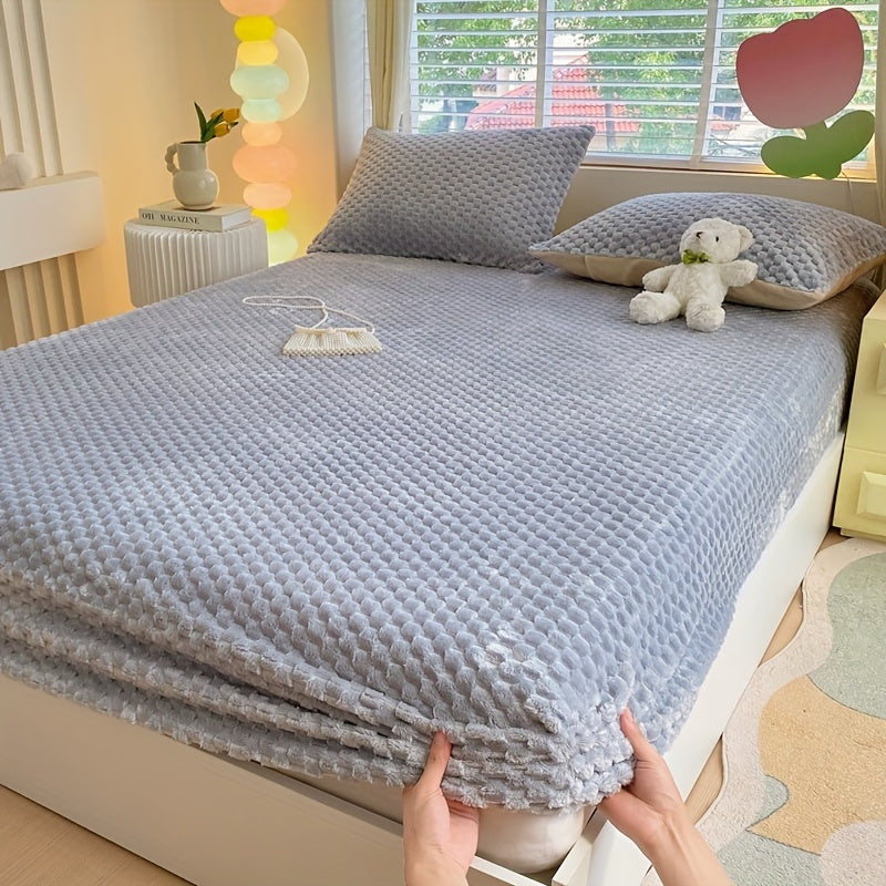 Doudou Velvet Thickened Milk Velvet Fitted Sheet Protector Cover Winter Warmth Soft