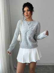 Fashionable All-match Casual Flower Round Neck Sweater Women's Sweater