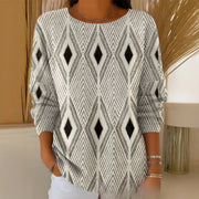 Cute Print Drop Shoulder Long Sleeve Women's Tee
