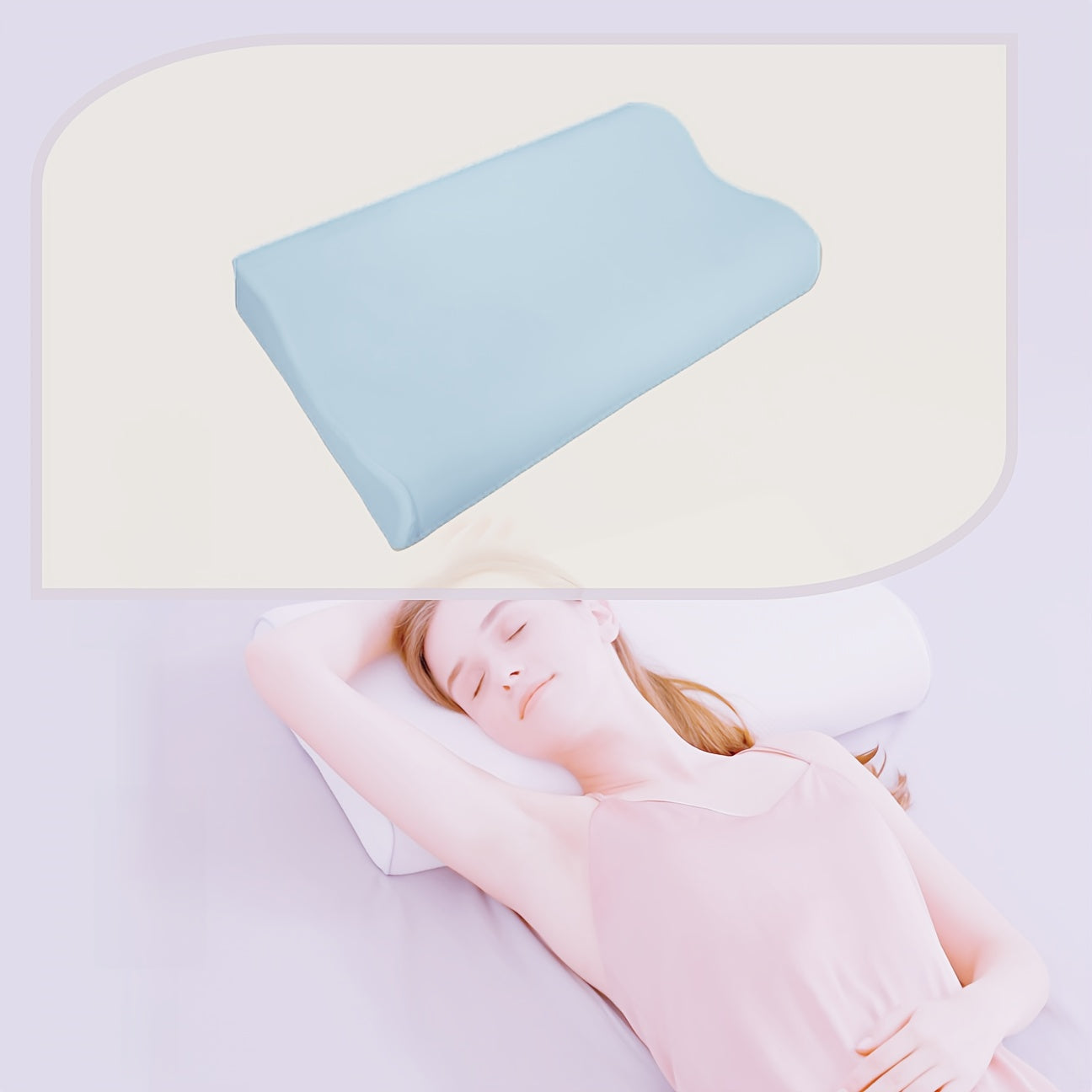B Shaped Ergonomic Neck Pillow | Soft Light Beige Friendly Cover Slow