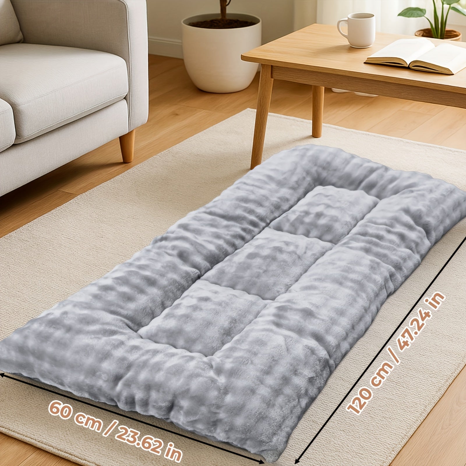 Extra Thick Plush Dog Bed with Headrest & Raised Protective Edges - Ultra-Soft Bedding for Small, Medium & Large Dogs, Durable Polyester, Grey Rectangular Pet Bed for Cozy