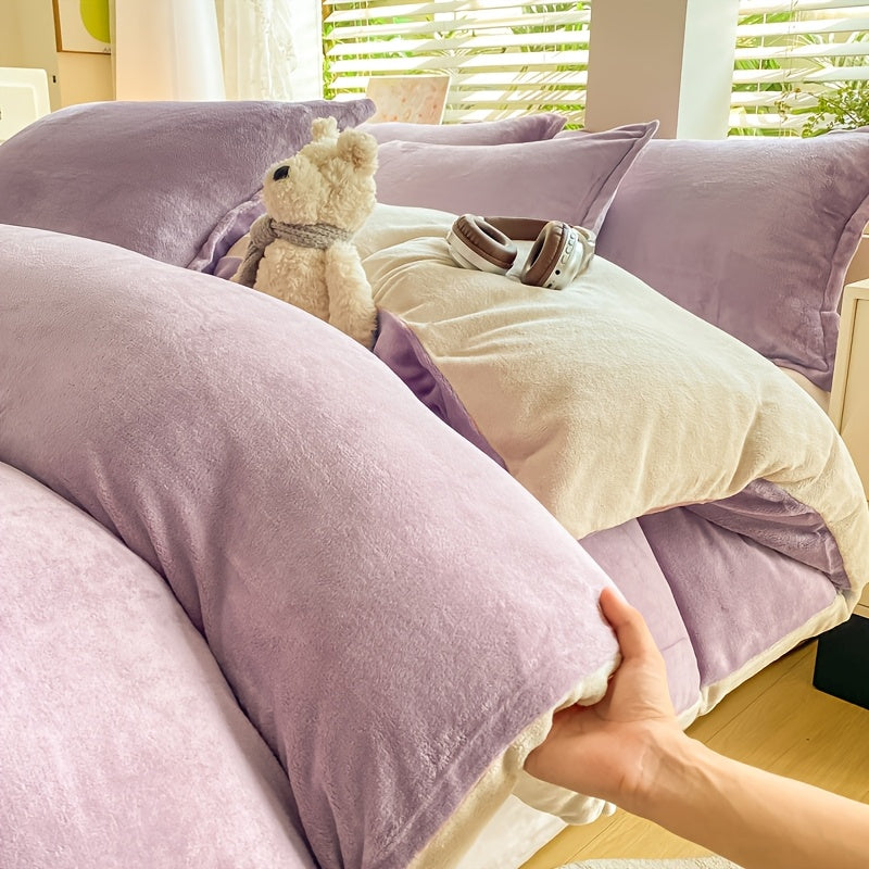 Luxury Milk Velvet Bedspread Ultra Soft Plush Duvet Cover With Zipper Closure