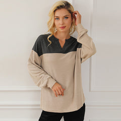 Chic Colorblock V-Neck Long Sleeve Pullover Sweater