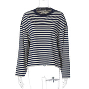 Colorblock Striped Long Sleeve Tee for Women
