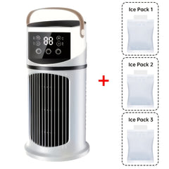 3-in-1 Portable Humidifying Air Cooler Fan with Ice Packs and Built-in Handle