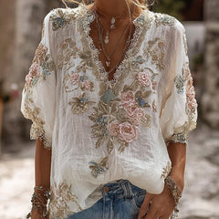 Chic 3D Off‑Shoulder Short‑Sleeve Top – Fall Trend