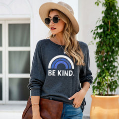 Casual Rainbow Print Crewneck Sweater