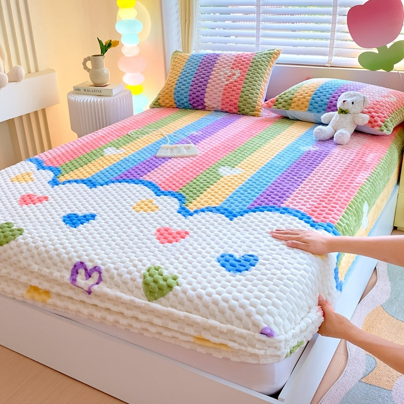 Doudou Velvet Thickened Milk Velvet Fitted Sheet Protector Cover Winter Warmth Soft