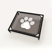 1pc All-Season Elevated Dog Bed with Removable Washable Mesh Top - Sturdy Black Frame & Paw Print Design, Lightweight Portable Pet Bed for Small/Medium Dogs, Indoor/Outdoor Use,