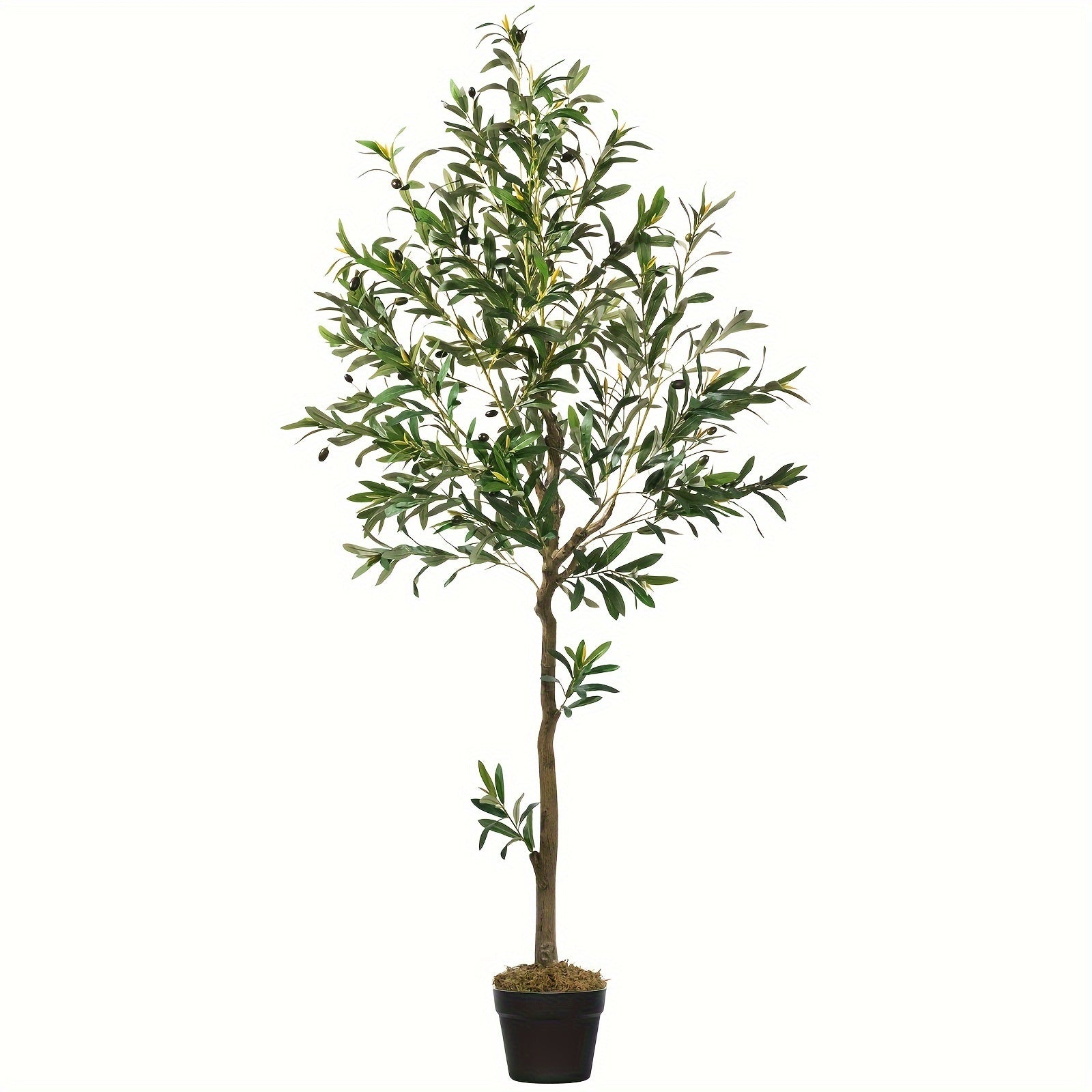 Artificial Olive Tree Indoor 5FT/6FT/7FT/8FT, Potted Tall Faux Olive Tree For Home Office Living Room Bathroom Bedroom Floor Fronted Door Decor, Large Fake Silk Olive Tree Plant With Lifelike Trunk…