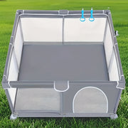 47.24"x47.24" Dog Playpen with Door - Durable Metal Frame & Soft Mat Floor, Removable Mesh Panels & Adjustable Blue Straps for Indoor/Outdoor Use - Easy Assembly Pet Fence for