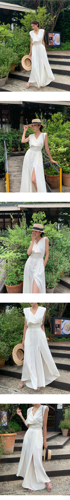 Chic V-Neck Sleeveless Split Leg Jumpsuit