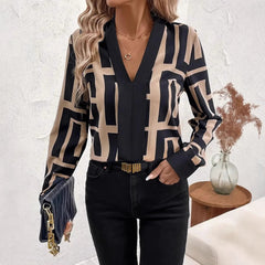 Spring And Summer Geometric Pattern Black Women's Top