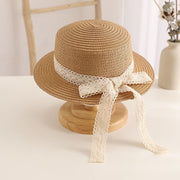Summer Straw Hat with Bow Ribbon