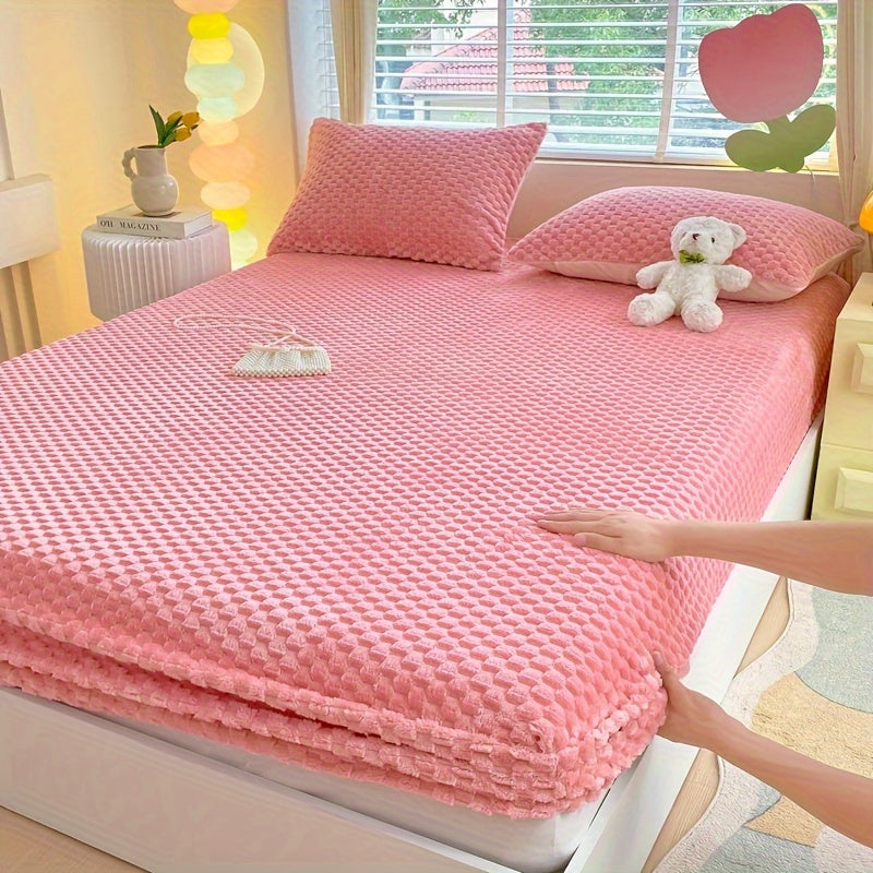Doudou Velvet Thickened Milk Velvet Fitted Sheet Protector Cover Winter Warmth Soft
