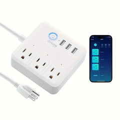 Smart Power Strip with 3 USB Ports and 3 Individually Controlled Outlets