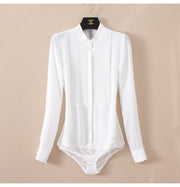 Elegant Pleated Chiffon Romper Shirt