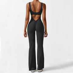Women's Sleeveless Flare Yoga Jumpsuit