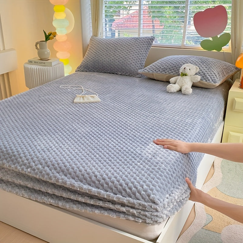 Doudou Velvet Thickened Milk Velvet Fitted Sheet Protector Cover Winter Warmth Soft