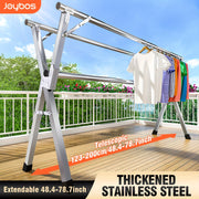 Retractable two-size folding clothes drying rack for indoor and outdoor use
