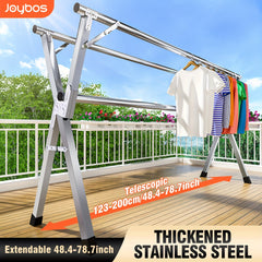 Retractable two-size folding clothes drying rack for indoor and outdoor use