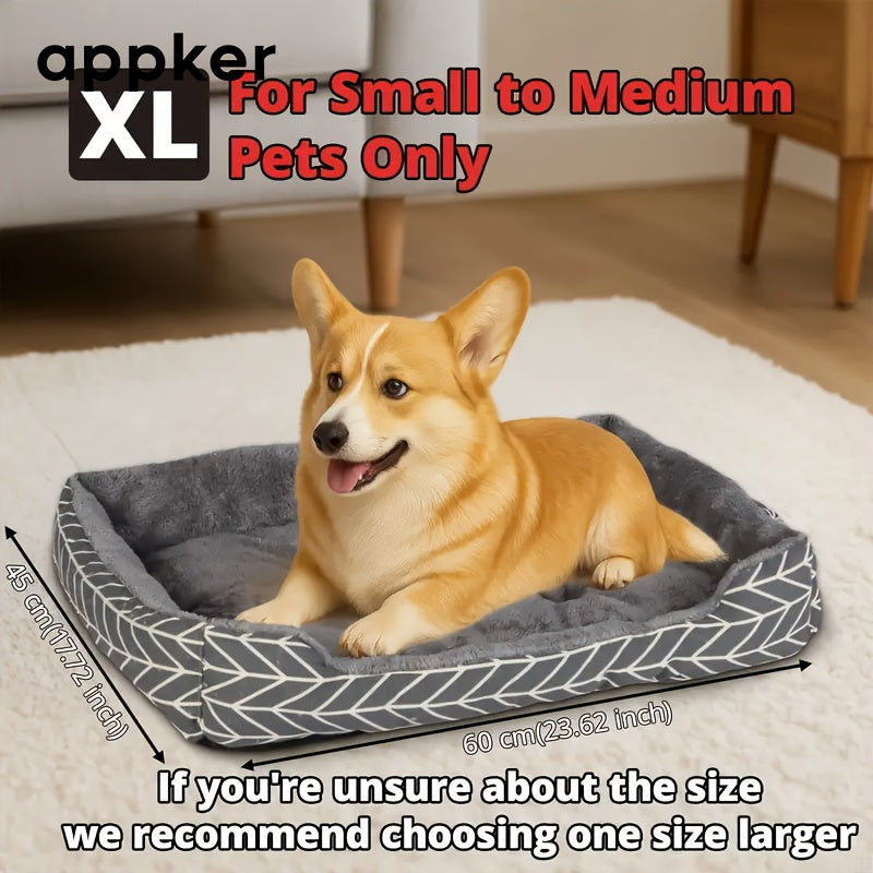 appker Comfortable Gray Plaid Cat and Dog Pet Bed - Soft Polyester, No Assembly Required, Warm Winter Square Mat, Suitable for Small to Medium Dogs (Available in 4 Sizes)