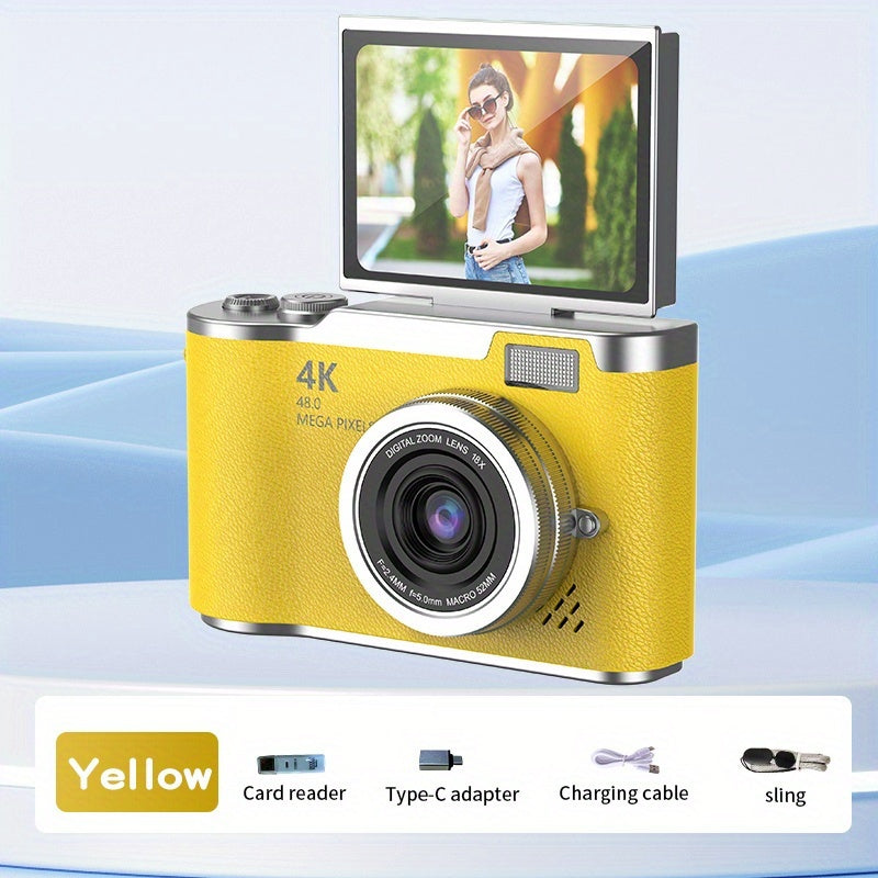 4K HD Digital Camera with 2.4-Inch Flip Screen, Professional Camcorder for Vlogging and Photography – Perfect Beginner's Gift for Thanksgiving & Christmas Holidays