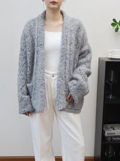 Loose Knitted Cardigan Half-open Collar Women's Sweater Jacket