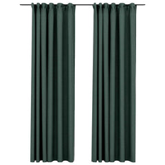 Blackout Curtains with Hooks, Linen Look, 2 Pieces.