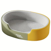 Washable Oval Pet Bed with Geometric Pattern for Small to Medium Pets