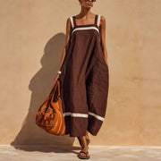Women's Summer Strap Color-block Casual Fashion Loose Pocket Dress