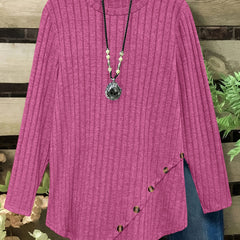 Plus size ribbed long sleeve t-shirt with asymmetrical hem